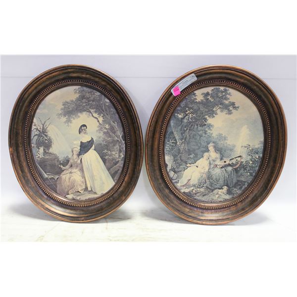 2 VINTAGE VICTORIAN ART PRINT ON BOARD COPPER