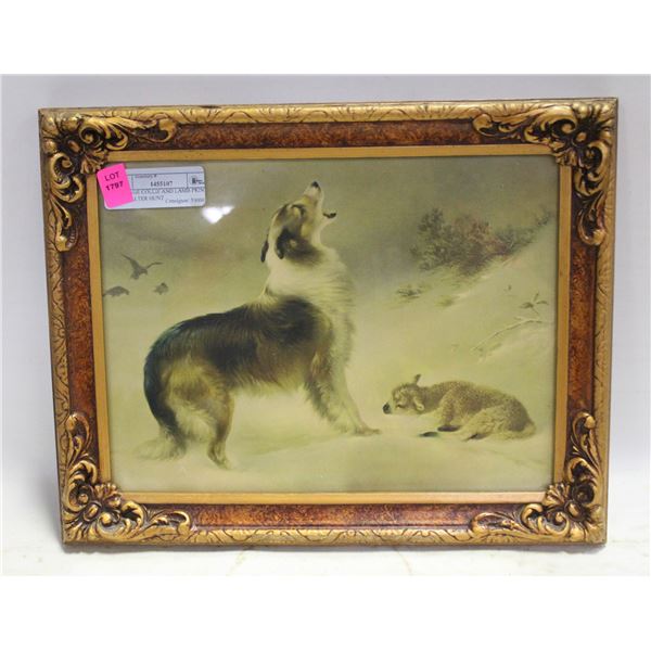 VINTAGE COLLIE AND LAMB PRINT BY WALTER HUNT