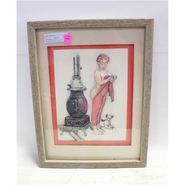 LARGE HILDA PIN-UP 3D PAPER TOLE ART SIGNED DUANE