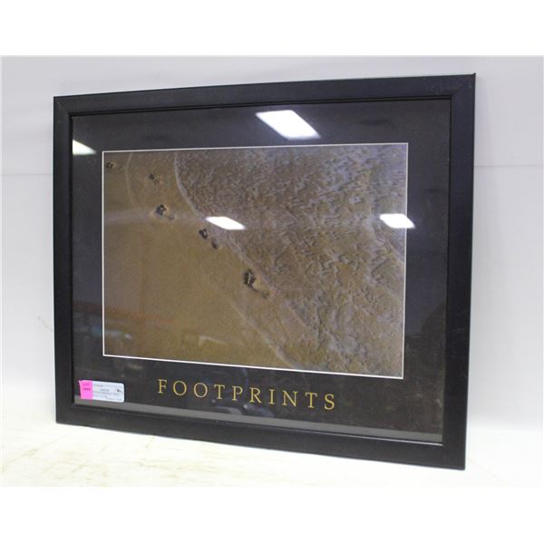 VINTAGE HOLOGRAPHIC PRINT FOOTPRINTS 22"X18"