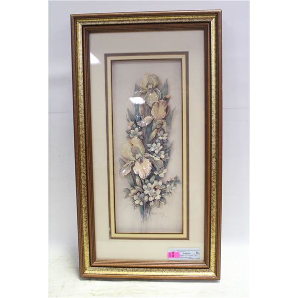 BOHO FLORAL PAPER TOLE ART SIGNED ROBERT LASSIG