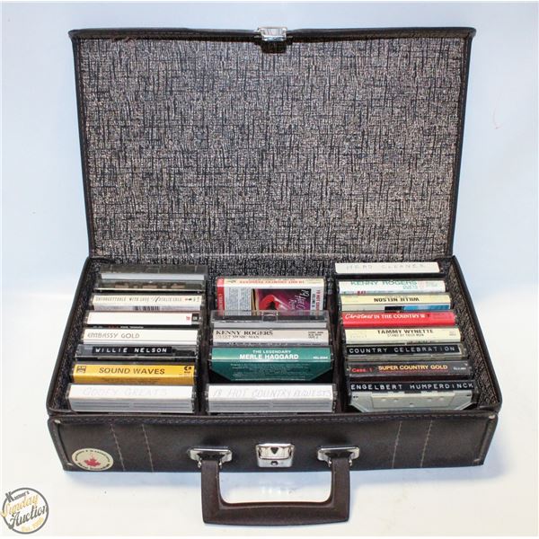 2 VINTAGE TAPE CASSETTE CASES BROWN WITH TAPES