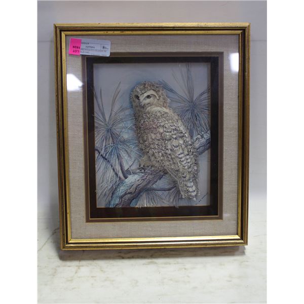 LELAND BREWSAUGH SIGNED 3D PAPER TOLE OWL