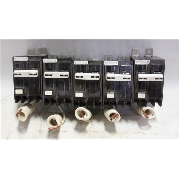 5 CUTLER HAMMER BREAKERS GFI DUAL POLE