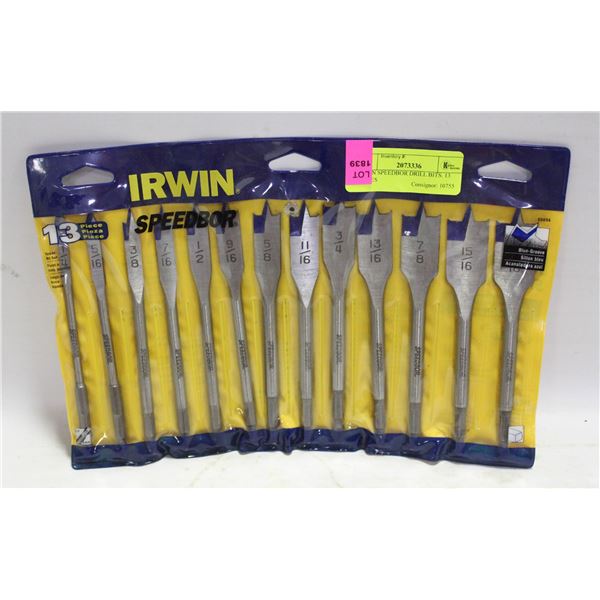 IRWIN SPEEDBOR DRILL BITS. 13 PIECES