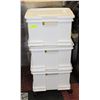 Image 1 : 3 STACKING STORAGE BINS ON WHEELS 34 X 17 X 13