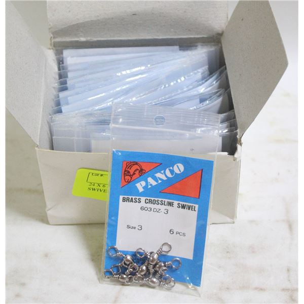 24 X 6 PACK BRASS CROSS LINE SWIVELS FISHING