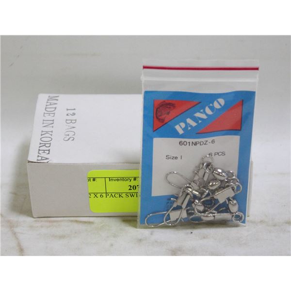 12 X 6 PACK SWIVELS FISHING