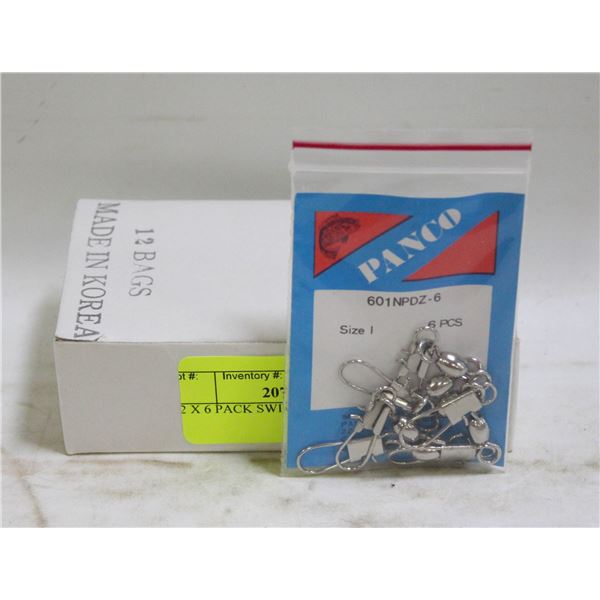 12 X 6 PACK SWIVELS FISHING