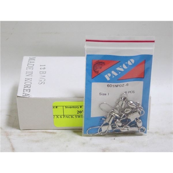 12 X 6 PACK SWIVELS FISHING