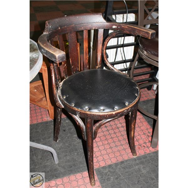 ANTIQUE CHAIR AND FOOT STOOL 15" X 12" X 12"