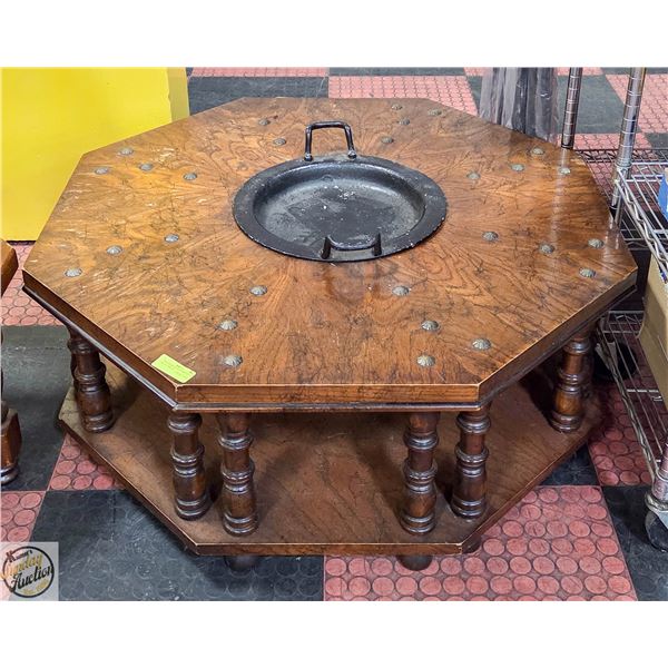 SPANISH HEXAGON TABLE WITH METAL SERVER