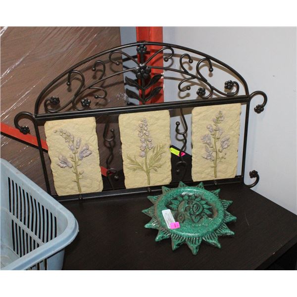 STONE/METAL FLOWER YARD DECORATION