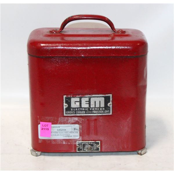 VINTAGE GEM ELECTRIC FENCER GROHS COOLER BATTERY