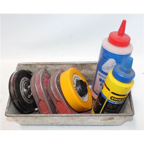 ESTATE LOT OF ASSORTED LINE CHALK REELS WITH