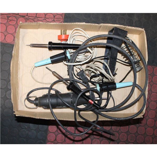 ESTATE LOT OF VARIOUS SOLDERING IRONS & DREMEL