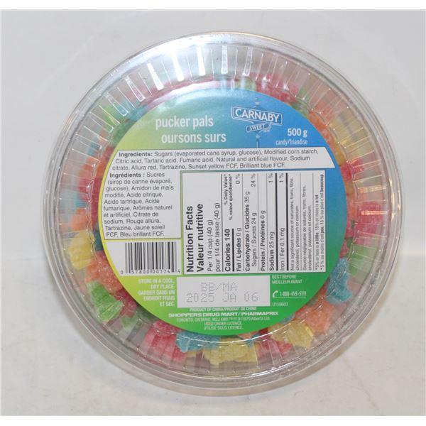 CASE OF 8 TUBS CARNEY SWEET PUCKERS PAL