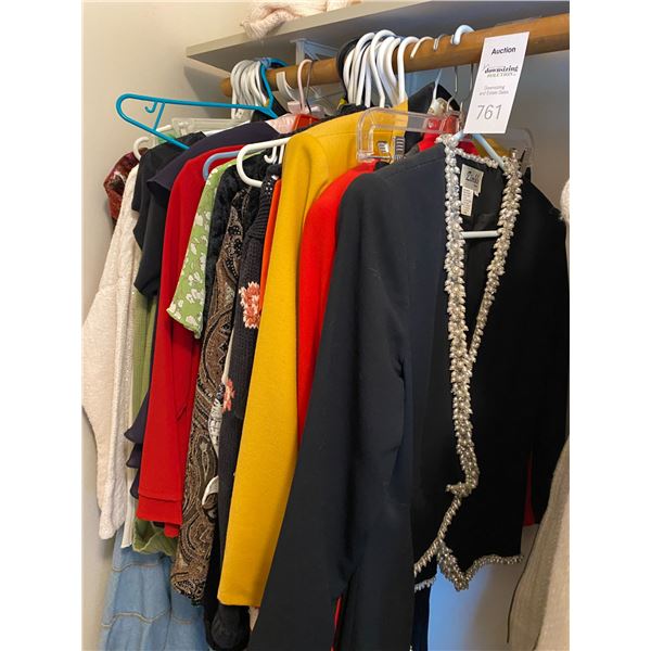 Ladies Louben & Liz Claiborne jackets, skirts, sweaters, cardigans and tops. Size small. Pickup at 9