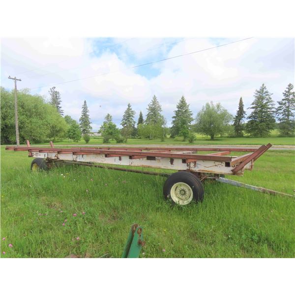 4 Wheeled Homemade 25ft Hay Trailer with Steel Rack,