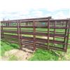 Image 2 : (4) 30ft Metal 5 Bar Self Standing Corral Panels with (1) 10ft Swing Gate