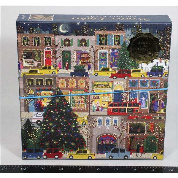 NEW GALISON 500PC  WINTER LIGHTS FOIL PUZZLE