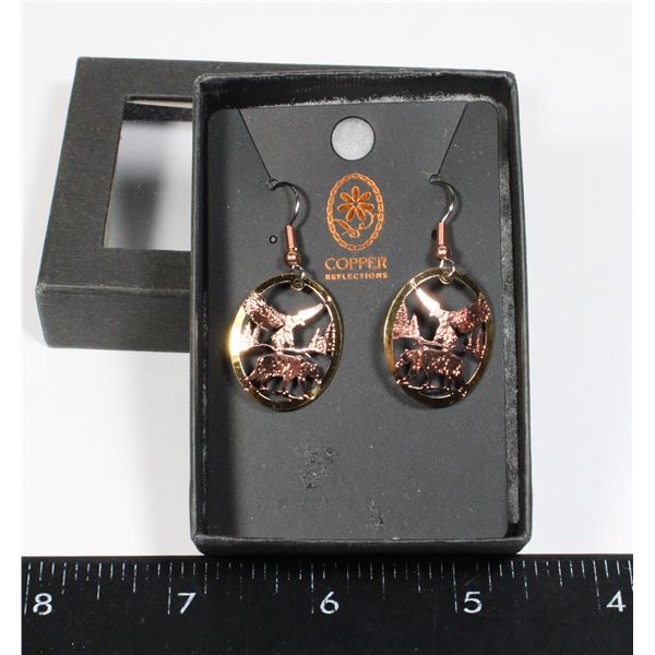 COPPER REFLECTIONS EARRINGS WITH BEAR AND EAGLE