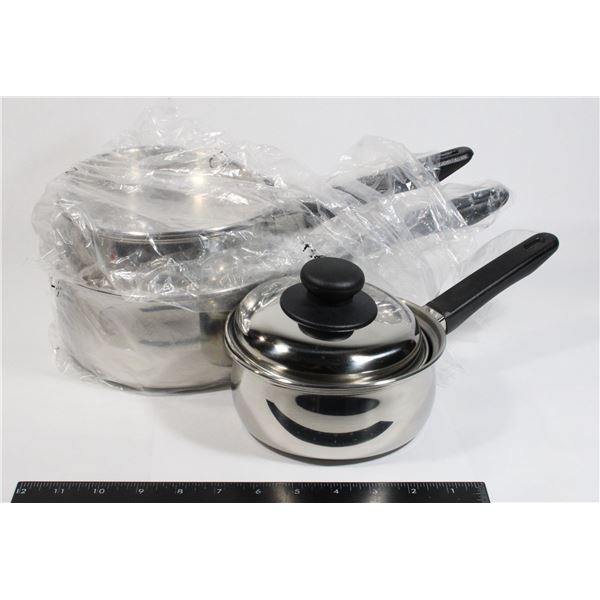 NEW SET OF POTS WITH LIDS