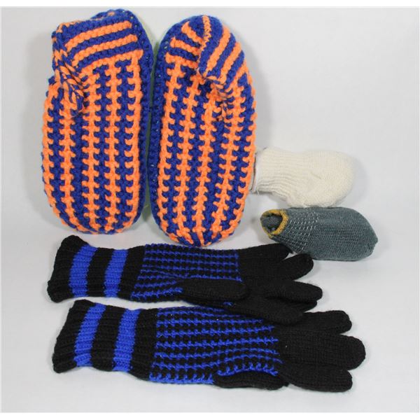BAG OF HAND MADE SLIPPER AND GLOVES WITH