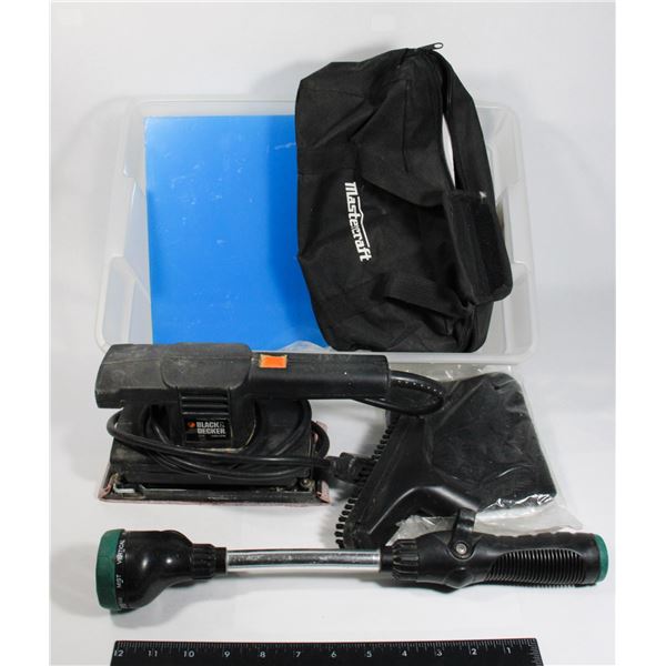 BOX OF TOOLS ECT, INCLUDING BLACK & DECKER