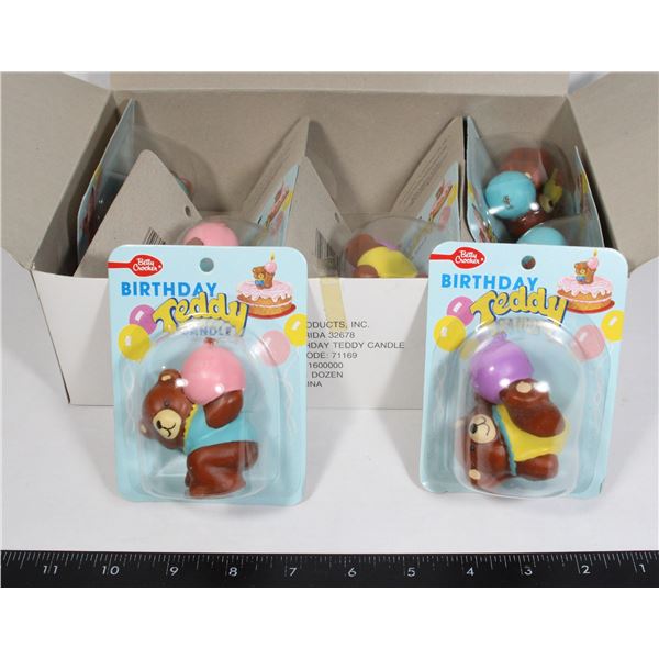 BOX OF 12 BETTY CROCKER TEDDY BIRTHDAY CANDLES