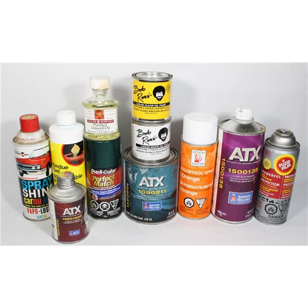 BOX OF SHOP/ HOME CHEMICALS AND PAINTS