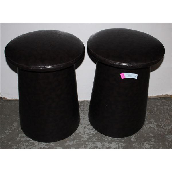 TWO COVERED STOOLS, APPROX. 19" TALL