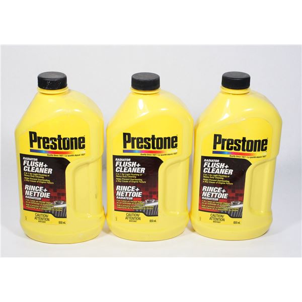 THREE BOTTLES OF PRESTONE RADIATOR COMPLETE CARE