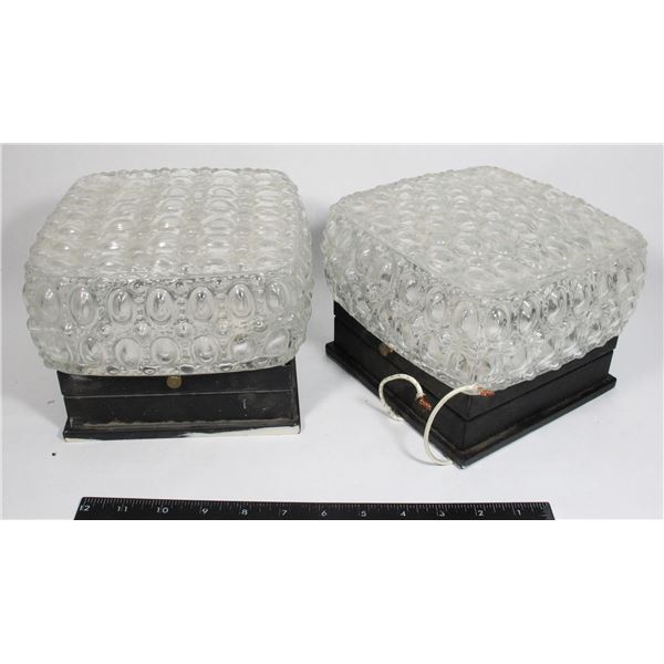 PAIR OF SQUARE GLASS HOUSE LIGHTS