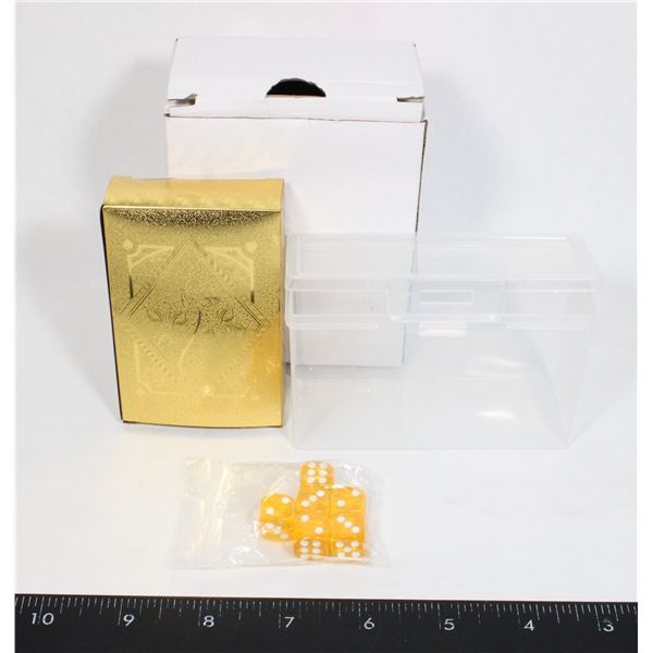 NEW WATERPROOF GOLDEN CARD SET WITH DICE AND