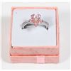 Image 1 : NEW SIZE 7 SILVER TONE ZIRCONIA PINK FLOWER RING