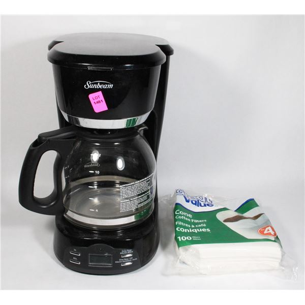 SUNBEAM 12 CUP COFFEE MAKER WITH NEW CONE