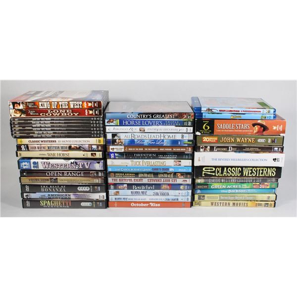 LOT OF DVDS INCLUDING SETS OF WESTERN MOVIES