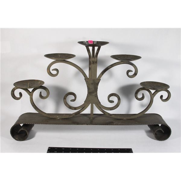 LARGE METAL CANDLE HOLDER, HEAVY FOR SIZE