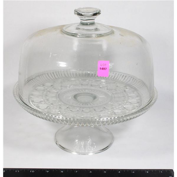 LIDDED GLASS PEDESTAL CAKE PLATTER