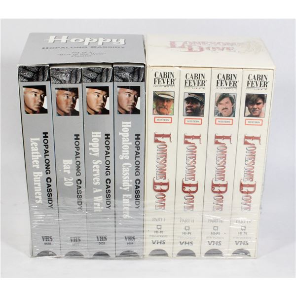 TWO VHS BOX SETS, MOST ARE NEW SEALED. INCLUDES
