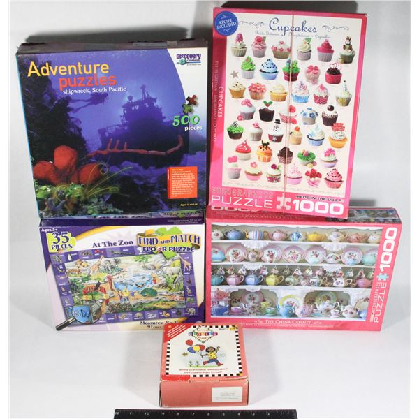 LOT OF 4 PUZZLE AND 1 VINTAGE CHILDRENS