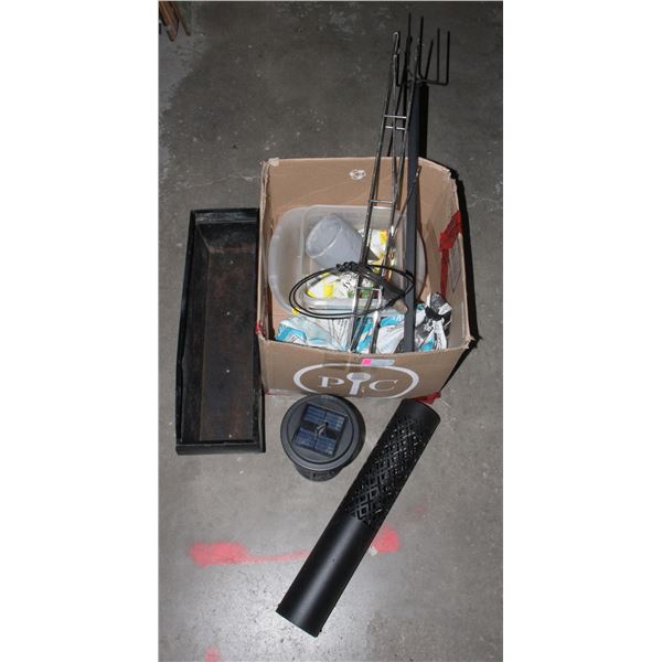 BOX OF ASSORTED ITEMS INCLUDING GARDENING