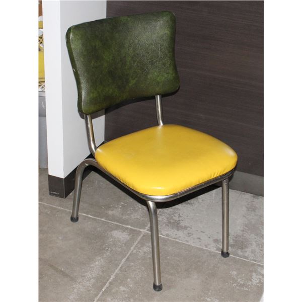 VINTAGE YELLOW AND GREEN VINYL CHAIR