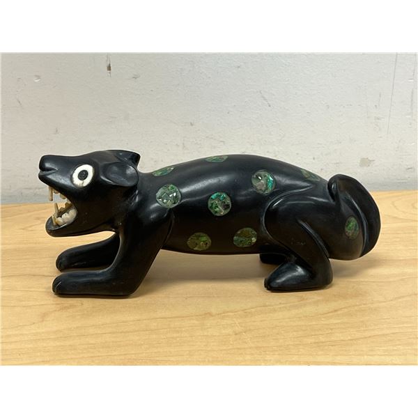 Unusual Stone Carving with Inlay Details - Approx: 7.25"