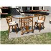 Image 1 : Compact Bamboo Wicker Bistro Table for Two - Table approx: 41x21 & 29"T