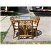 Image 2 : Compact Bamboo Wicker Bistro Table for Two - Table approx: 41x21 & 29"T