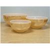 Image 1 : 3 Fire King Peach Lustre Colonial Band Mixing Bowls - largest approx 9"