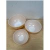 Image 5 : 3 Fire King Peach Lustre Colonial Band Mixing Bowls - largest approx 9"