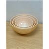 Image 6 : 3 Fire King Peach Lustre Colonial Band Mixing Bowls - largest approx 9"